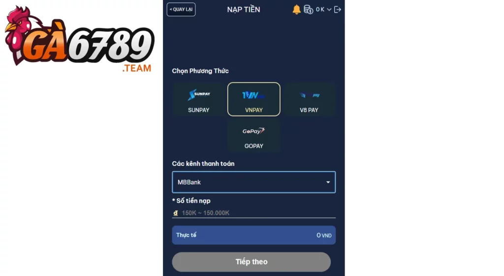 Hướng dẫn nạp tiền Ga6789